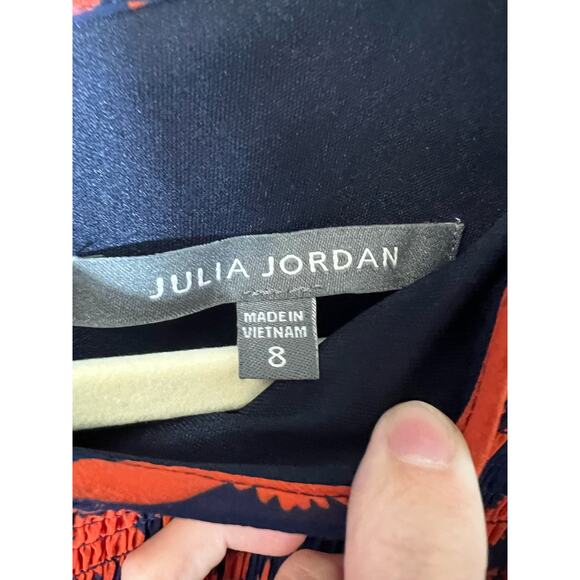 Julia Jordan Orange and Navy Midi Dress Sz 8 - Picture 3 of 3